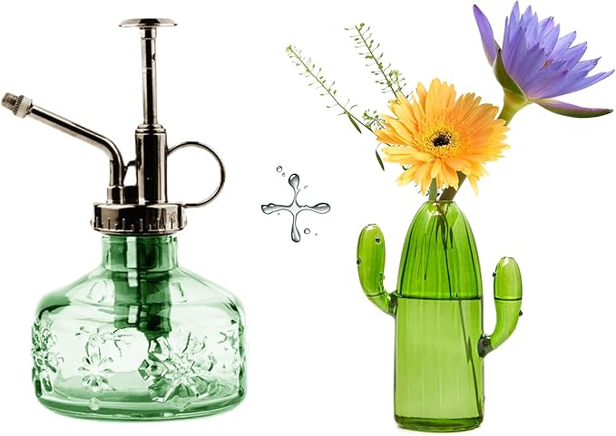 XXXFLOWER Glass Plant Mister Spray Bottle for Indoor Plant+Cactus Plant Propagation Station Terrarium Jars