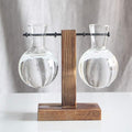 Glass Test Tube Holder in Wooden Stand, Hydroponic Vase, Indoor Desktop Plant Terrarium, Glass Flowerpot with Vintage Wood Frame Holder for Hydroponic Plant Family Garden Wedding Decoration(A3)