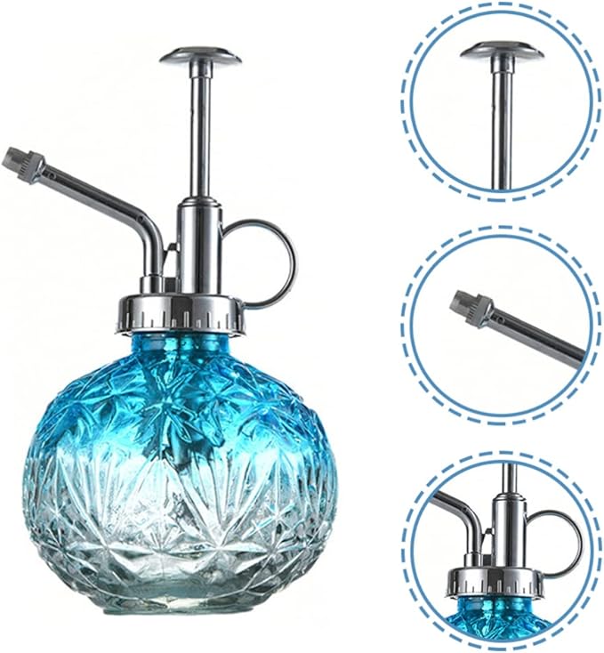 Gadpiparty Glass Plant Mister Watering can with Pump Sprayer for Indoor Outdoor Succulent Plants Mini Bonsai Trees Portable Refillable Mister Spray Bottle