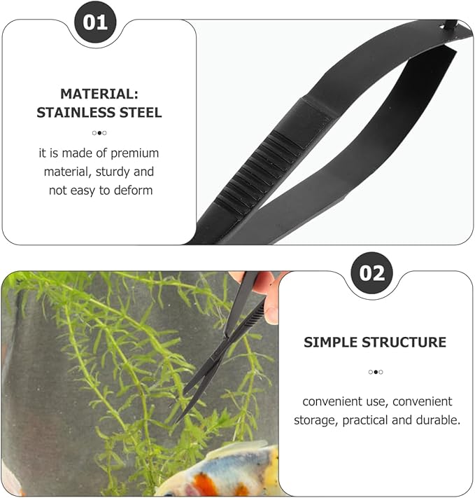 POPETPOP 6.1 Inch Curved Aquarium Scissors Water Grass Shears Spring-Loaded Precision Pinch Action for Aquascaping and Small Plant Trimming