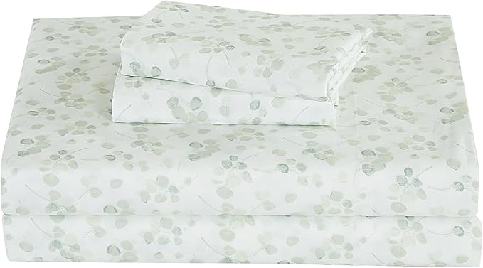 Chezmoi Collection Cristie 7-Piece Floral Bed in a Bag Full Comforter Set - Green Gray White Watercolor Floral Printed Microfiber Bedding Set
