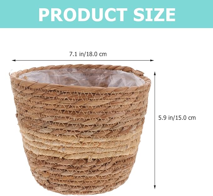 Toddmomy Woven Plant Pot Basket Handwoven Planter for Indoor Plants Natural Rattan Flower Basket 7.08X7.08X5.90 Inch Lightweight Decorative Storage Container