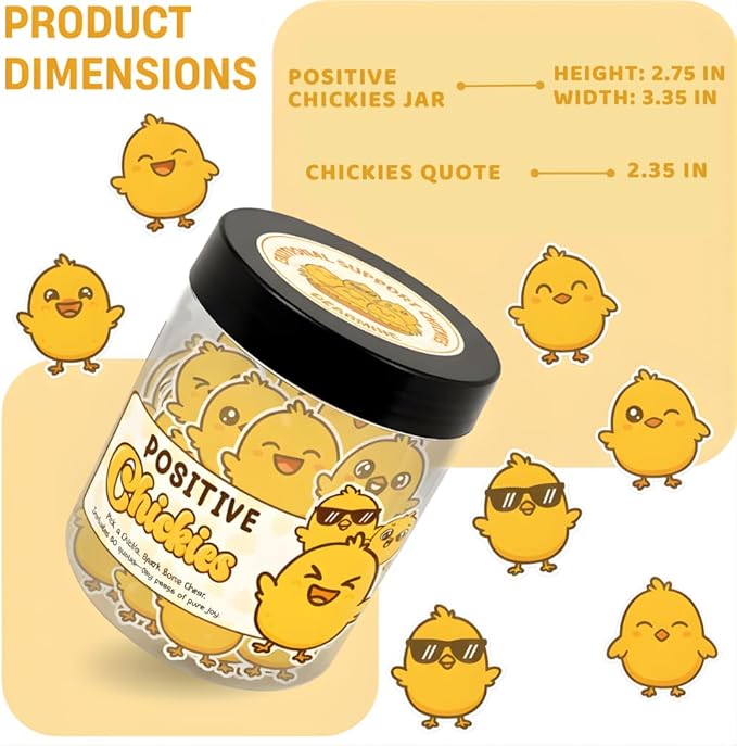 DEARMINE 60 Positive Chick Jar, Affirmation Cards for Women, Teens, Emotional Support Chickies, Chickies Gift, Chicken Gifts for Women, Funny Chicken Lady Stuff Gift