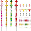Fairy Garden Accessories Outdoor Kit - DIY Fairy Wand Beaded Garden Stakes Decorative with Miniature Mushrooms Figurine for Different Festivals, Beadable Items (Mushrooms)