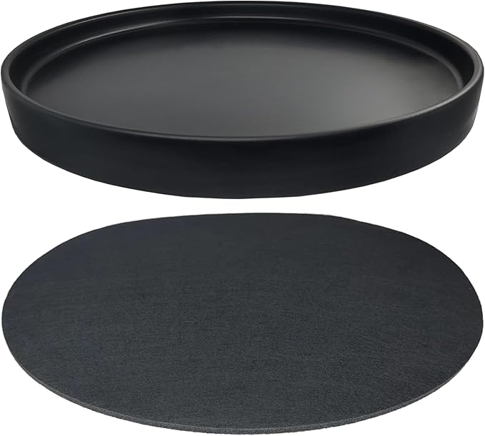 Yukfona Ceramic Plant Saucer Pot Tray 12 Inch, Planter Saucers 4 5 6 7 8 9 10 11 12 Inch for Indoors Outdoor, Durable Sturdy Flower Drainage Tray for Glazed Pots Base (12.5 Inch-Black)