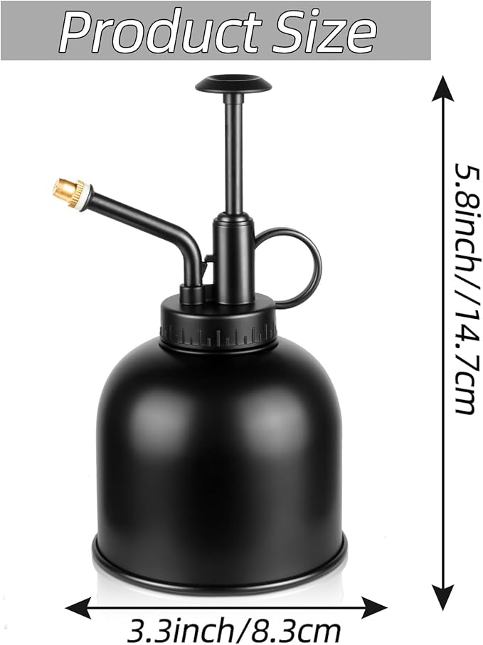 Metal Stainless Plant Misters for Inside,Succulent Watering Bottle With Top Pump, Small Plant Sprayer Mister Watering Can for Indoor Outdoor House Plant,Black Plant Spray Bottle (A-Black)