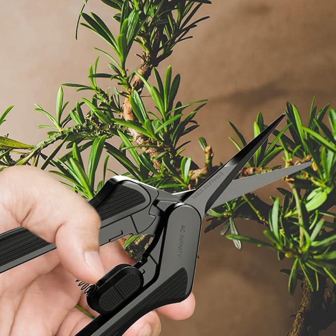 AC Infinity 6.6” Stainless Steel Pruning Shear, Lightweight Ergonomic Design, Straight Precision Blades with Nonstick Teflon Coating for Gardening, Hydroponics, Grow Tents