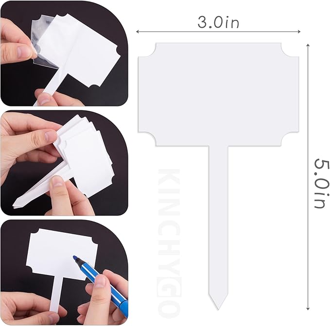 5 Pack T-Type Plant Labels Waterproof Sublimation Acrylic Plants Marker Blanks Garden Stake Tags for Indoor Outdoor Decor 5x3 inch