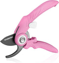WORKPRO 6.9" Bypass Pruning Shears, Gardening Scissors with Sharp SK5 Steel Blade, Handheld Garden Floral Clippers for Rose, Plants, Flowers, Fruits Tree, Gardening Gifts for Women & Men-Pink Ribbon