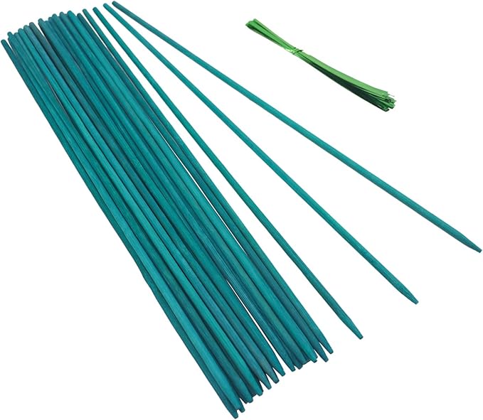 Green Bamboo Sticks Plant Stakes, Plant Support Sticks for Indoor Plants, GAGINANG Sturdy Bamboo Stakes, Floral Plant Support for Indoor and Outdoor Plants 25 Pack（18 Inches）