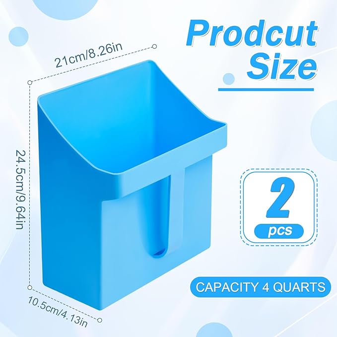 Relaxweex 2 Pcs Large Feed Scoop 128 oz Plastic Utility Grain Bird Seed Scoop Ice Seed Enclosed Bucket Shovel with Side Handle for Horse Chicken Livestock Animal Dry Food Restaurant Kitchen(Blue)