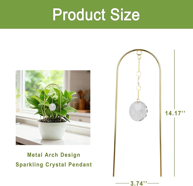 Trellis for Potted Plants Indoor, Metal Arch Small Plant Trellis, Garden Trellises with Crystal Sun Catcher for Climbing Vine Ivy Flower Pot Decor