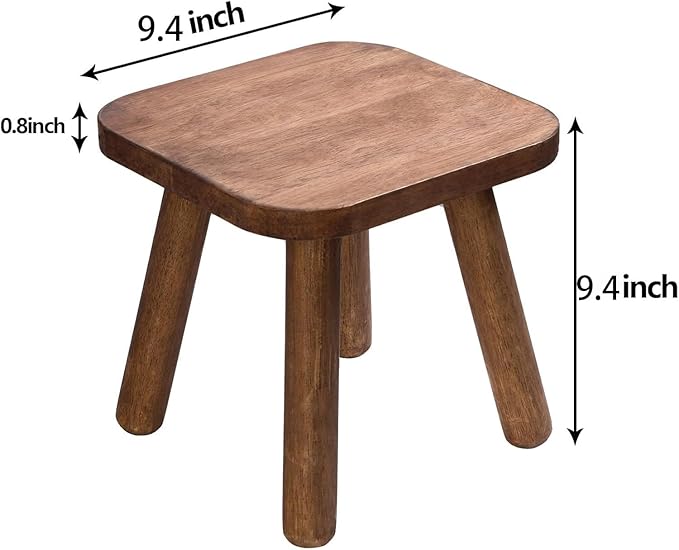 Wooden Step Stools, Plant Stools, Small Wooden Stools with Four Detachable and Assembled Legs, Offering Good Balance (Sandalwood Color)