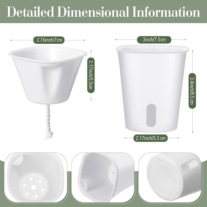 Ziliny 50 Pcs 3 Inch Self Watering Pots Self Watering Planters for Indoor Planters Plastic Garden Flower Pots with Level Indicator Vents for Herbs