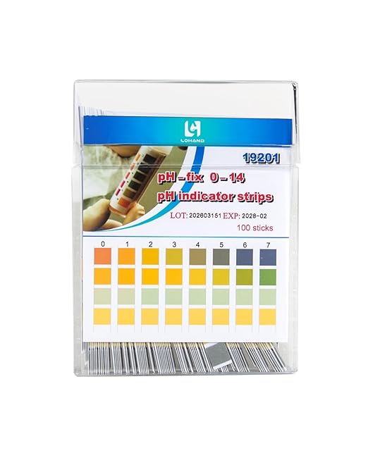 LOHAND pH Test Strips, 100 Strips, Fast&Convenient, 0-14 Universal pH Paper for Drinking Water/Liquid Testing/Urine/Pool/Soil Liquid/Brewing/Laboratory