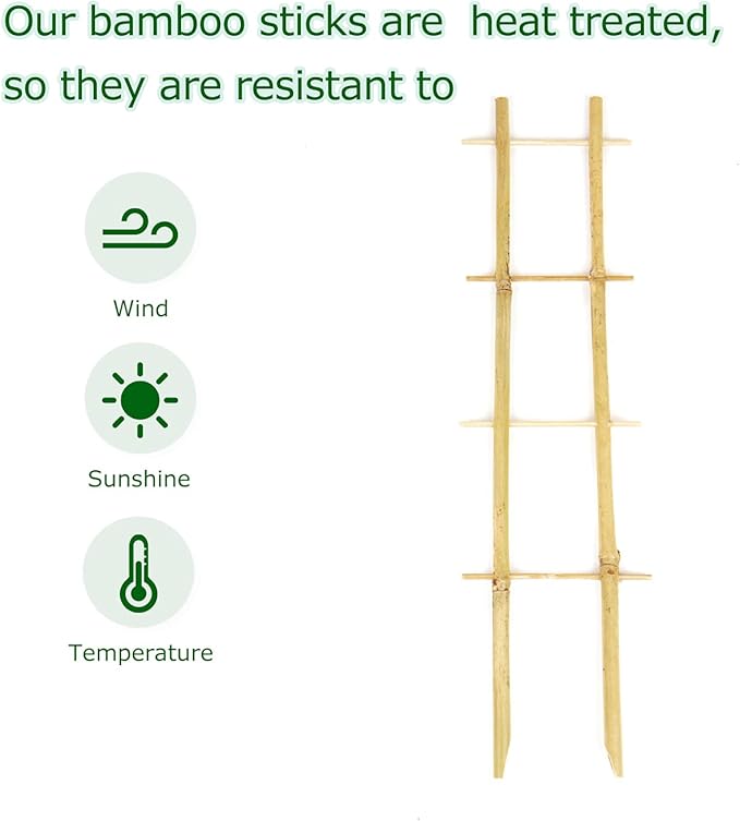 Cambaverd Bamboo Trellis, 16in Ladder-Shaped Trellis for Potted Plants, 3 Pack for Climbing Plants Indoor