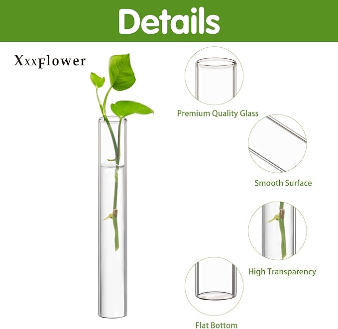 XXXFLOWER Glass Propagation Stations Accessories Glass Test Tubes Tiers Planters Wall Terrarium for Home Office Plant Hanger Flower Vases Wall Decor Hydroponic Cuttings Clear-4 Tube Vases