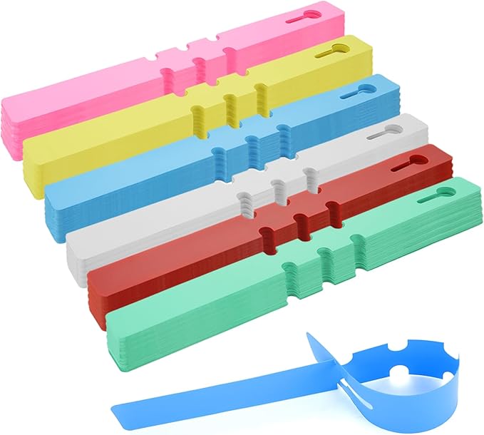 DAJAVE 1200 PCS 6 Color Plastic Plant Tags Wrap Around Hanging Tree Tags, Adjustable Plant Labels Waterproof Nursery Garden Labels Markers
