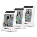 BaldrTherm Room Thermometer Indoor Humidity Meter Solar Powered with Max/Min Memory & Comfort Indicator - 3.2" Large Display for Home, White, 3Pack