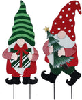 YEAHOME Outdoor Christmas Decorations for Home, Decorative Garden Stakes 2 Pack Gnomes for Christmas Decor, Metal Yard Signs Xmas Decorations for Outside Garden Yard Lawn Patio Holiday Party