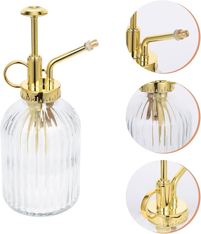 YARDWE Glass Watering Can, Plant Mister Spray Bottle, Vintage Glass Watering Spray Bottle Small Watering Can Indoor for Succulents (Transparent)