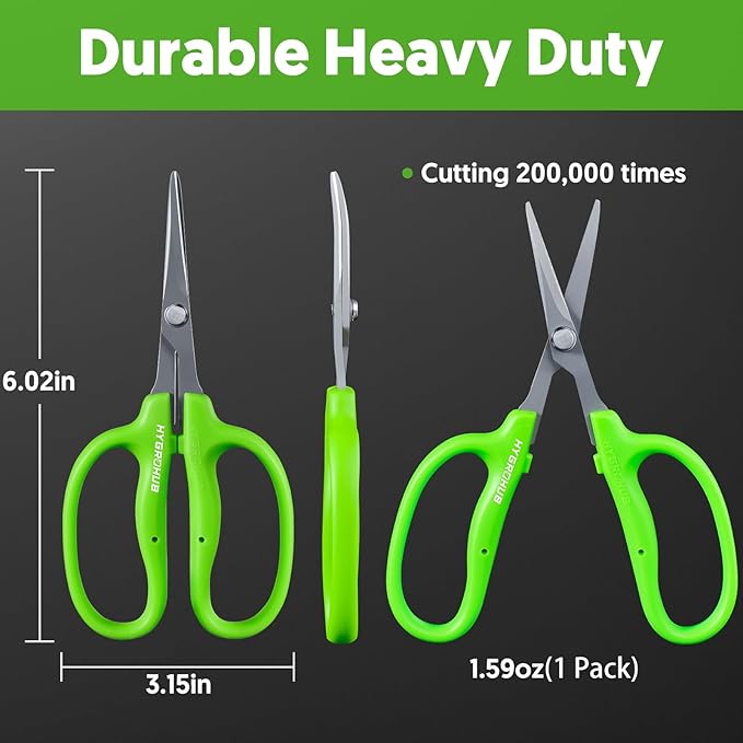 Garden Scissors, 2PCS 6in Pruning Shears Snips Non-stick Coated Sharp Steel Blades - Gardening Tools Garden Shears for Plants Herb Flowers in Grow Tent and Hydroponics