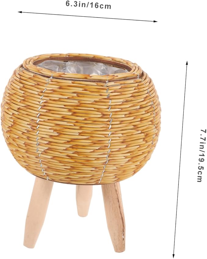 Totority Seagrass Flower Basket Stand Rattan Planter Holder Minimalist Plant Stand for Living
