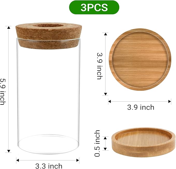 Plant Propagation Stations 3 Pack Plant Terrarium, Propagation Jars Glass Hydroponic Vases for Indoor Plants, Desktop Glass Plant Pot with Lid & Wooden Stand Gardening Gifts for Women Mom Plant Lovers