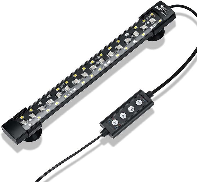 hygger 24/7 Mode Submersible Aquarium LED Light, Full Spectrum Hidden Fish Tank Light with 3 Rows Beads 7 Colors Auto On Off Sunrise-Daylight-Moonlight, Adjustable Timer Brightness