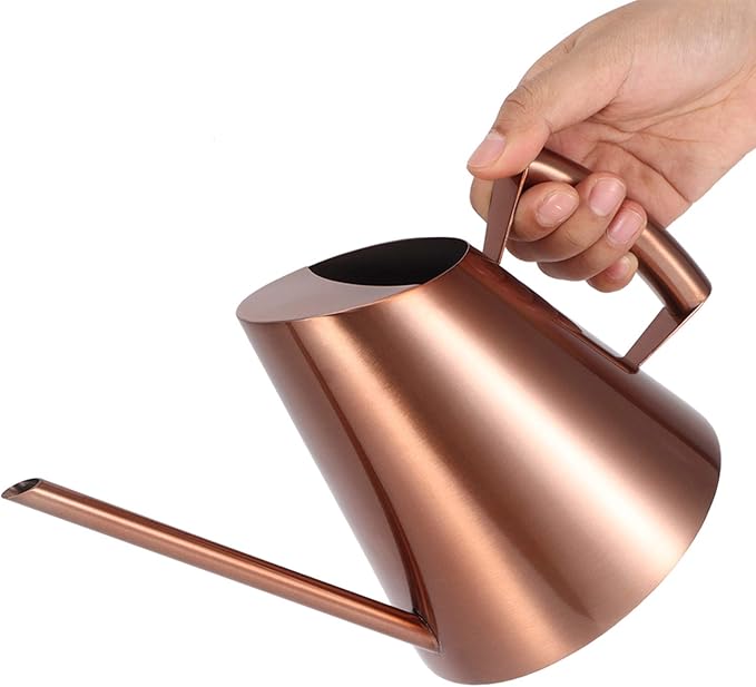 Copper Colored Watering Can, Long Spout Watering Can Vintage Watering Can Decorative Watering Can Pot Capacity 45 Oz/1.3L/0.3 Gallon for Indoor Plant Flower Watering