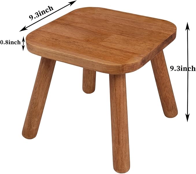 Solid Wood Step Stool，Wooden Plant Stool, Wood Plant Stand, Round Footstool, Removable Portable, Small Short Shoe Changing Stool (Walnut, 9.3inch)