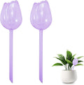 Creative Flower-Shaped Self Watering Globes for Indoor Outdoor Plants – 2"x2"x5" PVC Automatic Drip Irrigation Bulbs for Vacation – Cute Lazy Watering System for Garden & Home Decor (Purple)
