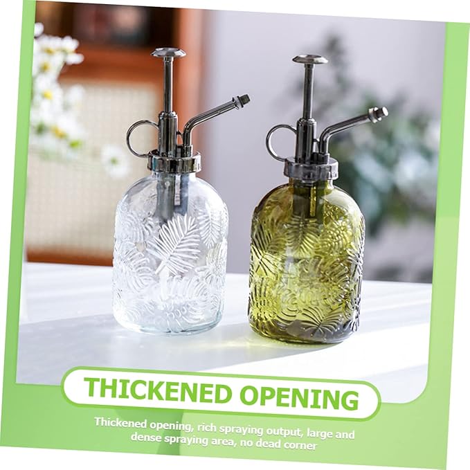 Toyvian 350ml Glass Plant Mister Spray Bottle Leaf Pattern for Indoor Gardening and Potted Plants Hand Pump Sprayer for Watering and Moisturizing