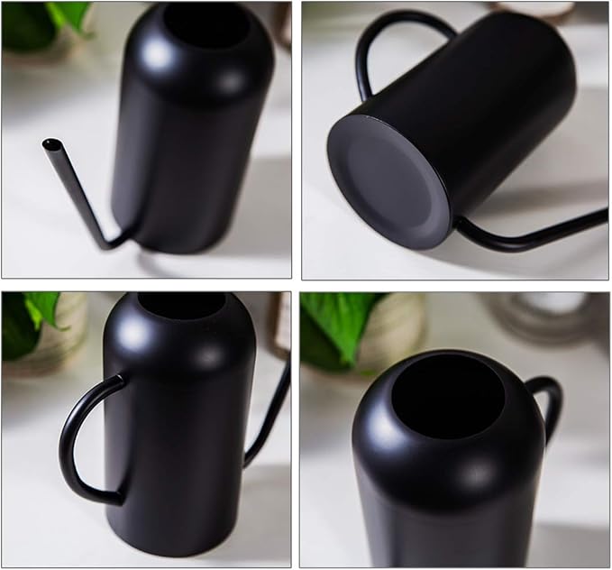 Long Spout Watering Can Metal 40oz/1.3L,Stainless Steel Watering Pot for Outdoor and Indoor House Plants, Matte Black