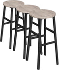 MAHANCRIS Bar Stools, Set of 2 Round Bar Chairs with Footrest, 28 Inch Kitchen Breakfast Bar Stools, Industrial Stools, Easy Assembly, for Dining Room, Kitchen, Greige BAHG02701 (Pack of 3)