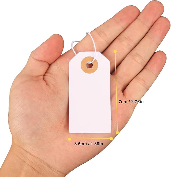 400 Pcs Paper Tags with String, 2-3/4" x 1-3/8" Label Tags with Hole for Organizing, Pricing, & Gift-Giving by IHDYPPEW