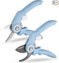 WORKPRO 2-Pack 6.9" Garden Pruning Shears, Bypass & Straight Gardening Scissors with SK5 Steel Blade, Handheld Garden Floral Clippers for Rose, Plants, Flowers, Gardening Gifts for Women & Men, Blue