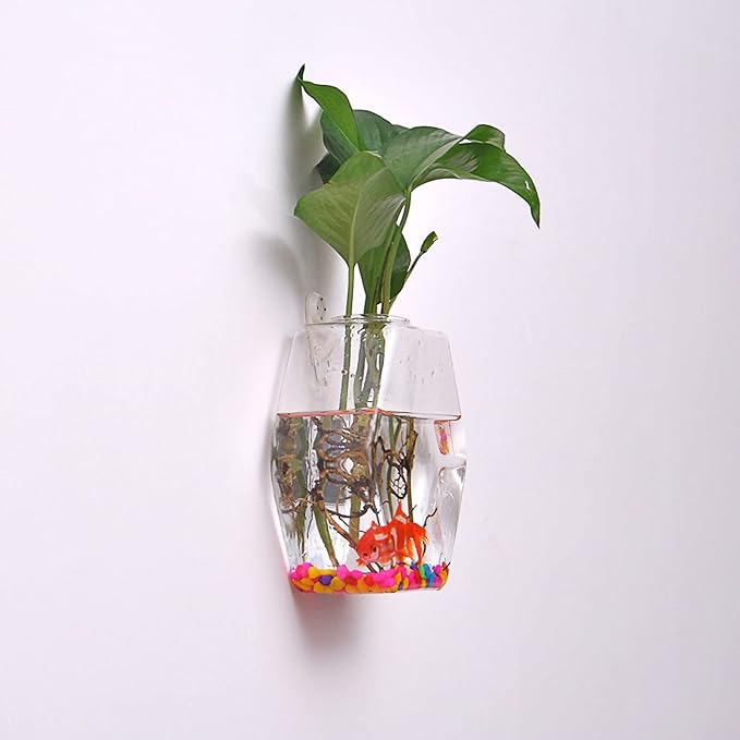 4 Pack Wall Hanging Plant Terrariums, Wall Mounted Hexagon Shape Glass Planter Flower Vase, Geometric Hydroponics Plant Propagator for Home Office Living Room Decor