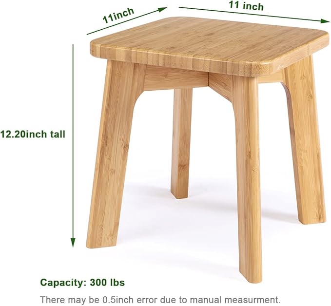 Bamboo Wooden Step Stools for Adults Anti-Slip Kids Stool 300lbs Capacity, Great for Kitchen Bathroom Bedroom