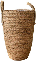 Large Seagrass Woven Basket for Plant Display Tall Pot Handle Multi-Purpose Desktop Planter for Home Decor