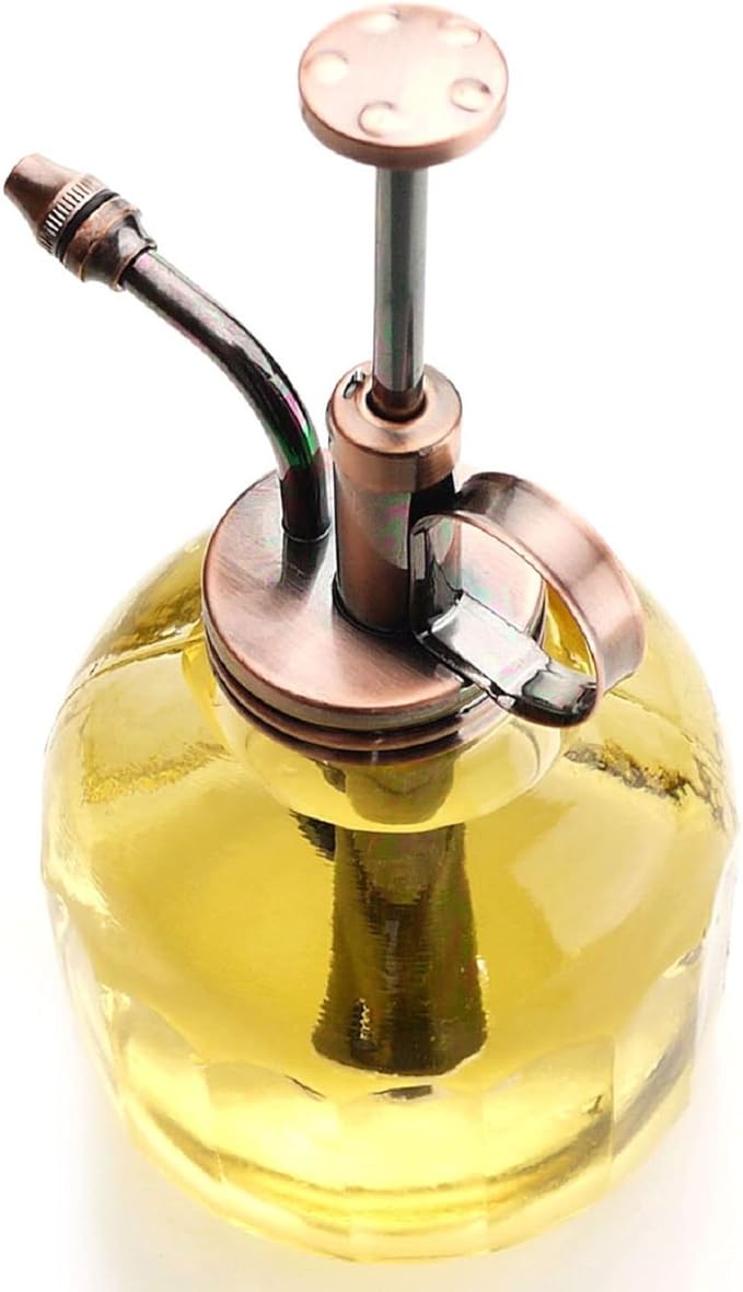 Plant Mister- Amber Glass Bottle & Brass Sprayer (Antique Copper)