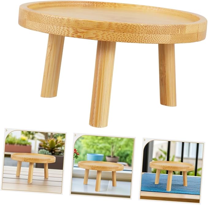DOITOOL Indoor Wooden Plant Stand 4.33 Inch Flowerpot Tray Holder for Succulents Vase Display Stool Lightweight Decorative Shelf for Home and Tabletop