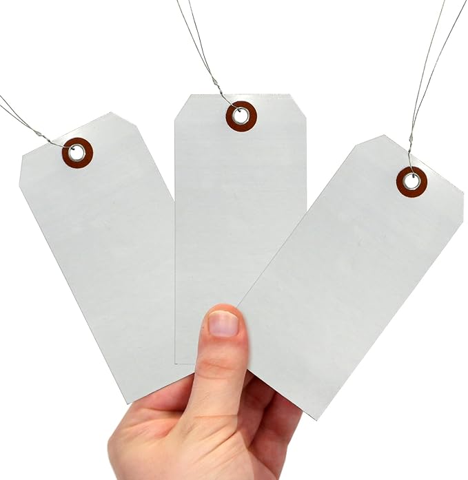SmartSign Debossable Dead-Soft Aluminum Indentable Blank Write-On Marking Tags | 2.375" x 4.875", Pack of 100 Pre-Wired Tags