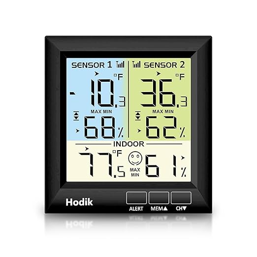 Wireless Freezer Thermometer with Alarm Refrigerator Thermometer, Fridge Freezer Alarm Thermometer Digital with 3 Adjustable Backlight and 330FT Remote Range for Kitchen Home Restaurant (Black)