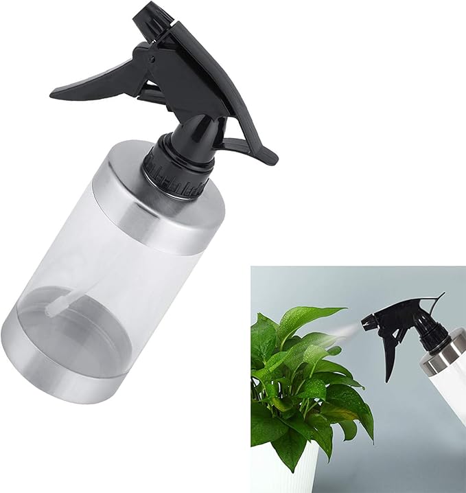 Garosa Fine Mist Spray Bottle 350ml Stainless Steel & Acrylic Water Mister for Indoor Plants Houseplants and Flowers Refillable Plant Misting Bottle