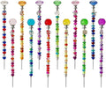 290Pcs Beaded Garden Stakes Kit - DIY Fairy Wand Garden Stake Beads Kit with 240 Colorful Large Hole Beads, Fairy Garden Accessories Outdoor for Different Festivals (6Diamonds & 6Balls)