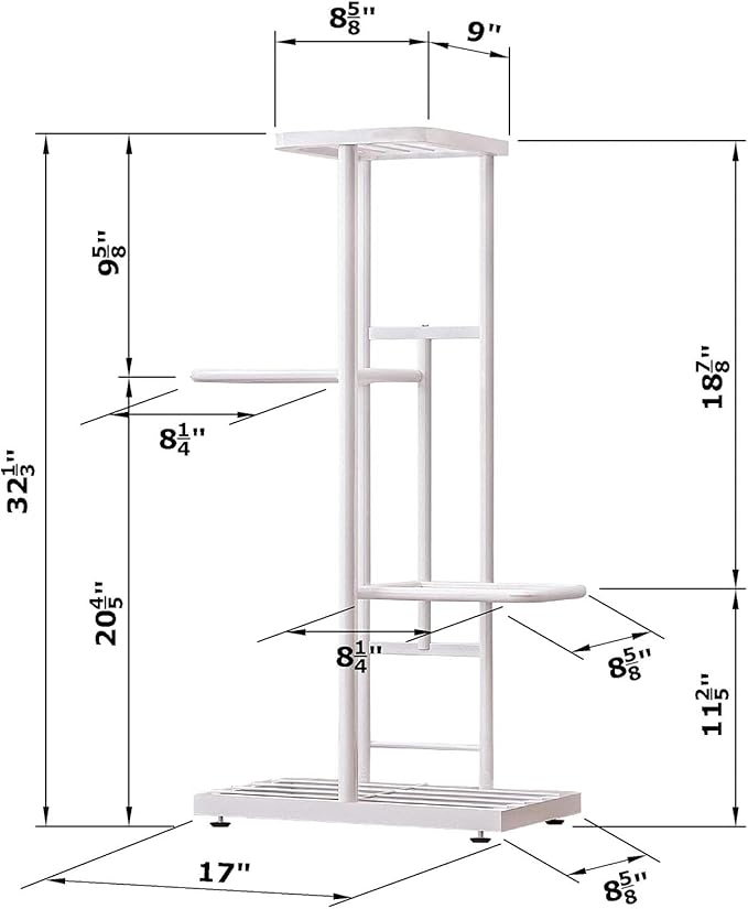MTB Garden 4 Tier Metal Plant Stand for Indoor Outdoor Flower Pot Display Planter Shelf, White