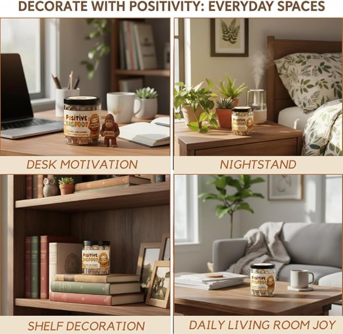 Positive Bigfoot Jar with 60 Daily Affirmation Cards, Bigfoot Gifts, Sasquatch Gifts for Men Women, Emotional Support Bigfoot Jar, Funny Gift for Dad or Husband