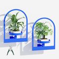Plant Shelf for Window, Hanging Frame Decor Planter for Indoor Plants, Wall Plant Holder for Living Room/Entryway/Garden Flower Pot Holder Free Garden Shears (Arc-Blue, 2pcs)
