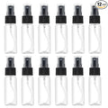 LISAPACK 1oz Small Plastic Spray Bottle (12 Pack) Empty Mini Fine Mist Travel Size Atomizer, Tiny Sprayer for Little Perfume, Water, Cologne, Alcohol, Samples (Clear, 30ml)